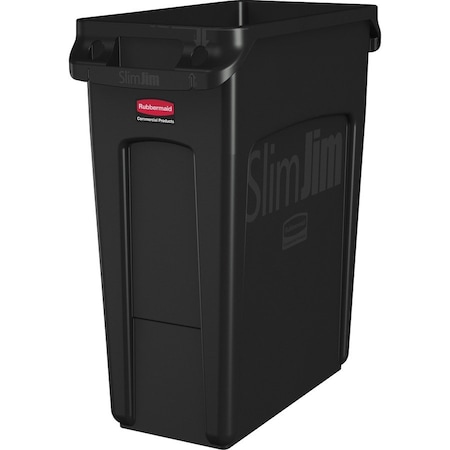 Rubbermaid Commercial 16 gal Rectangular Slim-Profile Plastic Can, Black, 11 in, 4 PK RCP1955959CT